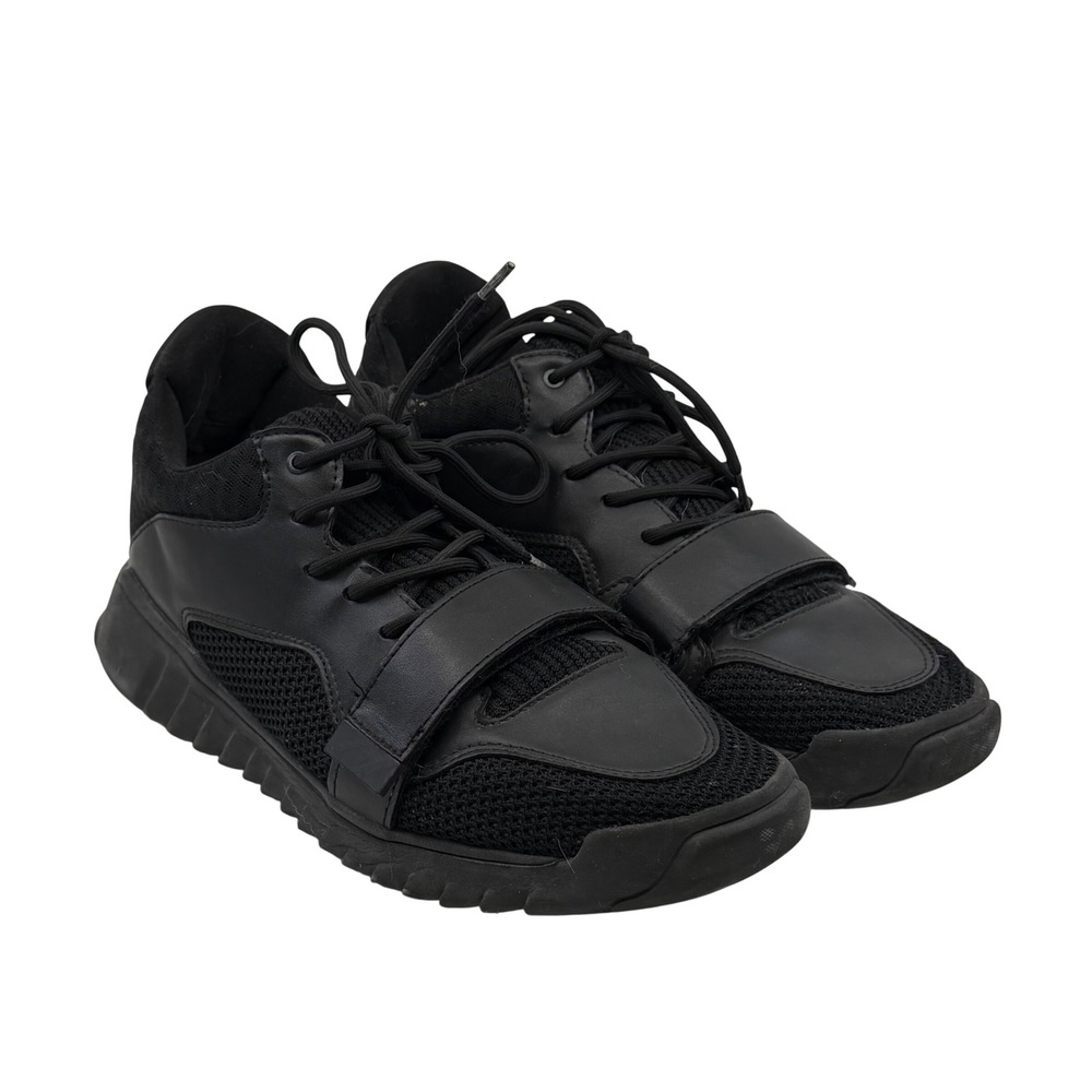Mens Black Leather Mesh Strap Chunky Sole‎ Sneakers Shoes Size 12